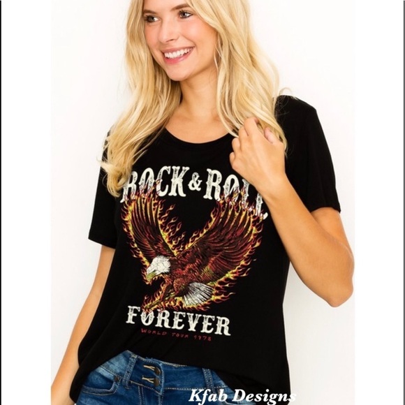 KFab Designs Tops - New! Clearance🔥Rock n Roll Eagle premium Graphic Tee